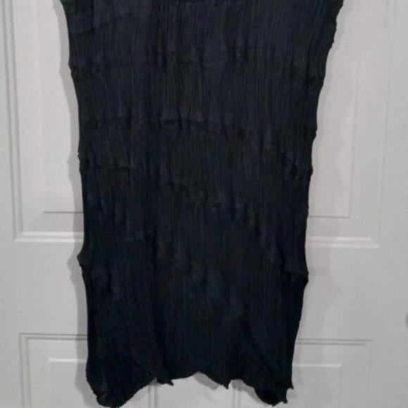 Athena Marie women's crinkle black stretch dress XL boat neck top - Picture 2 of 3